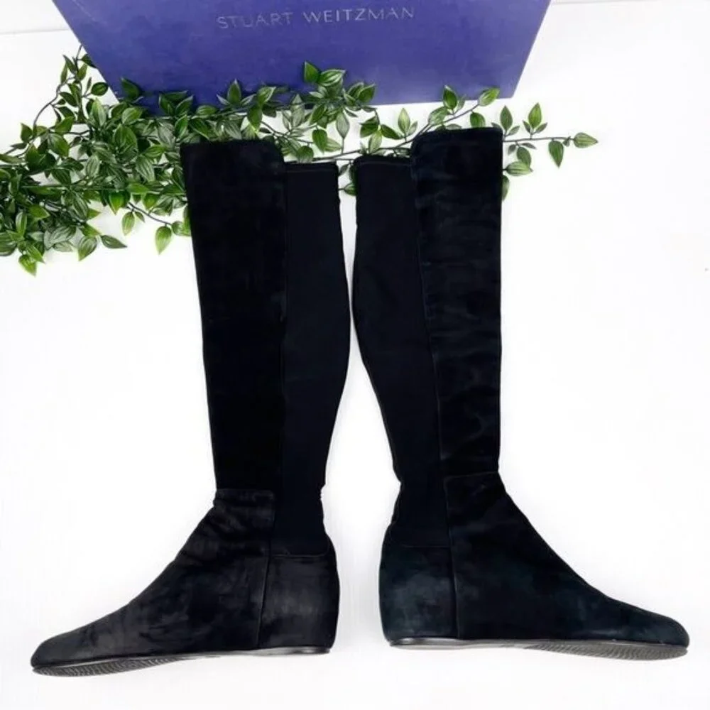 Stuart Weitzman lander otk anthracite suede wedge boots SW68376 size 7.5